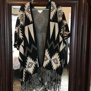 Black and White oversized poncho sweater Size S/M